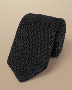 Black Charles Tyrwhitt Knitted Silk Slim Tie | MHBCSW-702