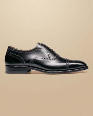 Black Charles Tyrwhitt Leather Oxford Brogue Shoes | ZFAPET-364