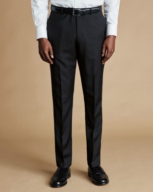 Black Charles Tyrwhitt Natural Stretch Twill Suit Pants | OBTPHC-346