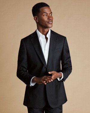 Black Charles Tyrwhitt Natural Stretch Twill Suit Jacket | ZGTPJL-583