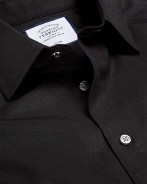 Black Charles Tyrwhitt Non-Iron Poplin Shirt | SZPODL-542