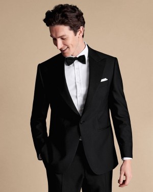 Black Charles Tyrwhitt Peak Lapel Tuxedo Jacket | XAGSBN-689