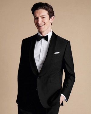 Black Charles Tyrwhitt Shawl Lapel Tuxedo Jacket | ZAXLPO-740