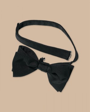 Black Charles Tyrwhitt Silk Barathea Ready-Tied Bow Tie | TEHLGQ-186