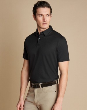 Black Charles Tyrwhitt Smart Jersey Polo | GQEHPB-526