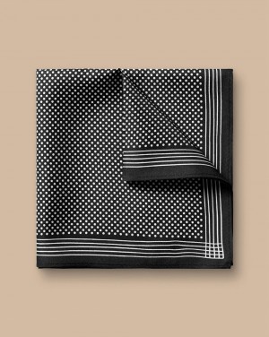 Black Charles Tyrwhitt Spot Print Silk Pocket Square | HPLOTF-471