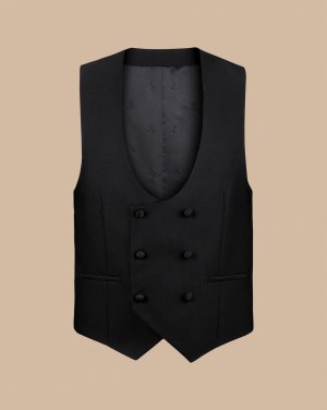 Black Charles Tyrwhitt Tuxedo Double Breasted Vest | QIABMP-561