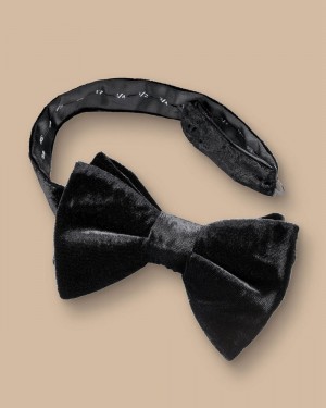 Black Charles Tyrwhitt Velvet Ready-Tied Bow Tie | FWCJQO-367