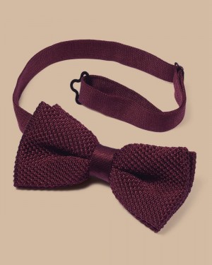 Burgundy Charles Tyrwhitt Silk Knitted Bow Tie | YFTOPH-875