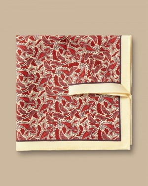 Burnt Orange/Butter Charles Tyrwhitt Paisley Print Silk Pocket Square | WPKCMV-892