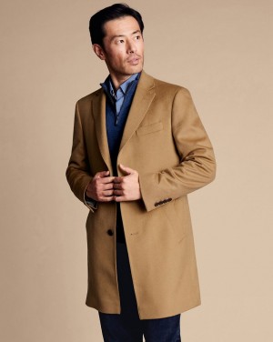 Camel Charles Tyrwhitt Wool Overcoat | WDYIQE-934