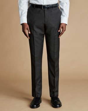 Charcoal Charles Tyrwhitt Natural Stretch Twill Suit Pants | LMZAPO-615