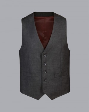 Charcoal Charles Tyrwhitt Natural Stretch Twill Vest | XLEZBN-278