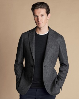 Charcoal Grey Charles Tyrwhitt Unstructured Wool Twill Jacket | TXEYPQ-092