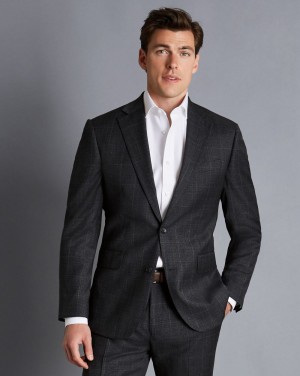 Charcoal Grey Charles Tyrwhitt Windowpane Check Suit Jacket | RJSOXW-945