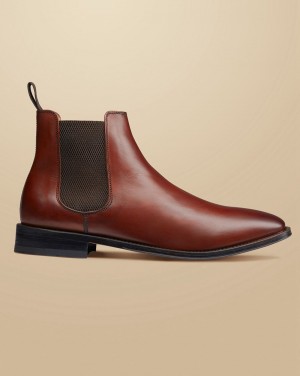 Chestnut Brown Charles Tyrwhitt Leather Chelsea Boots | WJFYLX-820