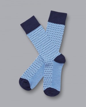 Cornflower Blue Charles Tyrwhitt Mini Herringbone Socks | KURGCB-058