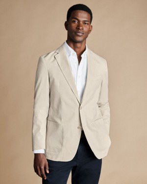 Cream Charles Tyrwhitt Cotton Stretch Jacket | UIXFCR-372