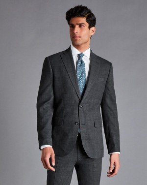 Dark Grey Charles Tyrwhitt Textured Business Suit Jacket | GMTJZQ-639