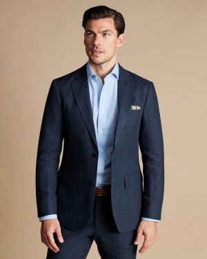 Dark Navy Charles Tyrwhitt Linen Jacket | IBVXCY-084