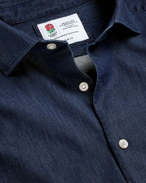 Denim Blue Charles Tyrwhitt England Rugby Denim Shirt | BIGDVR-548