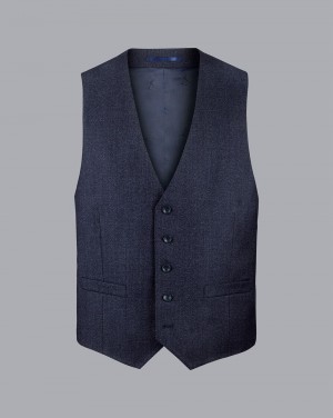 Denim Blue Charles Tyrwhitt Italian Pindot Suit Vest | NQFOTZ-075