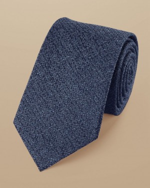 Denim Blue Charles Tyrwhitt Silk Wool Blend Tie | VOILPX-974