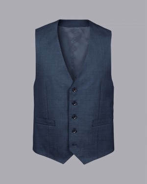 Denim Blue Charles Tyrwhitt Texture Suit Vest | IUOPGX-108