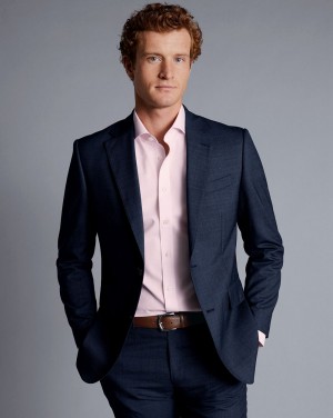 Denim Blue Charles Tyrwhitt Texture Suit Jacket | SQMEUL-768