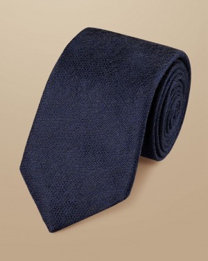 French Blue Charles Tyrwhitt Silk Linen Tie | BSZUHW-731