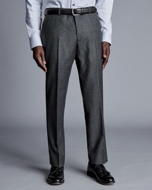 Grey Charles Tyrwhitt Italian Pindot Suit Pants | SHMRUE-053