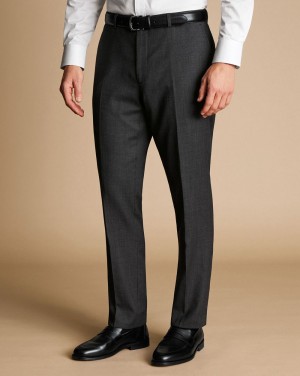 Grey Charles Tyrwhitt Natural Stretch Birdseye Suit Pants | NHXDIU-108