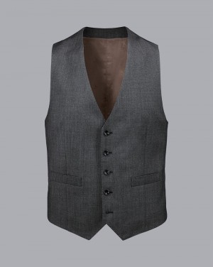 Grey Charles Tyrwhitt Natural Stretch Birdseye Suit Vest | BJDOVI-620