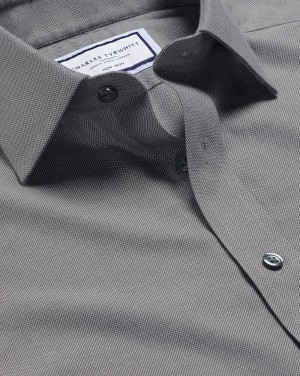 Grey Charles Tyrwhitt Non-Iron Royal Oxford Shirt | VCDHZP-329