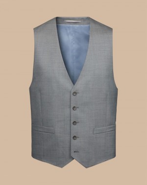 Grey Charles Tyrwhitt Ultimate Performance Sharkskin Suit Vest | VAGQON-681