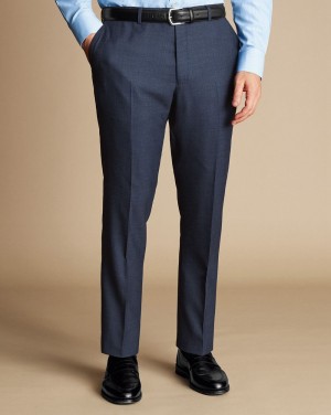 Heather Blue Charles Tyrwhitt Prince Of Wales Suit Pants | LUYSAK-578