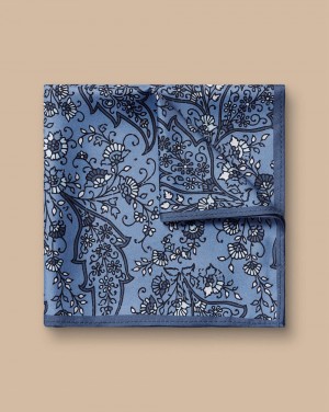 Indigo Blue Charles Tyrwhitt Paisley Print Silk Pocket Square | CKNQME-152