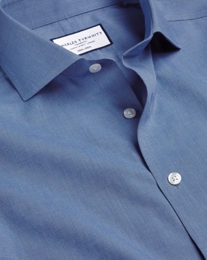 Indigo Blue Charles Tyrwhitt Spread Collar Non-Iron Poplin Shirt | WESLKH-845