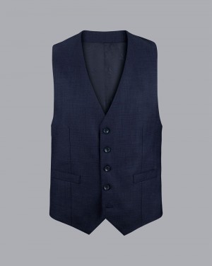 Ink Blue Charles Tyrwhitt End On End Ultimate Performance Suit Vest | ZQPMSL-831