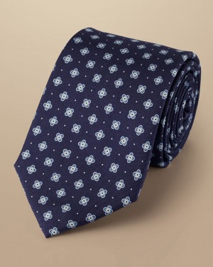 Ink Blue Charles Tyrwhitt Medallion Print Silk Tie | GKQRNO-584