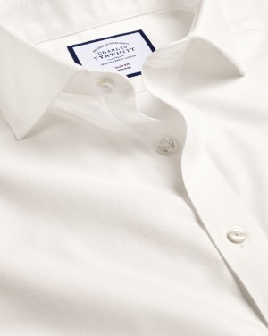 Ivory Charles Tyrwhitt Spread Collar Non-Iron Twill Shirt | IBRLXO-429