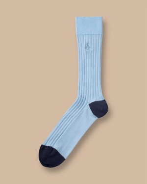 Light Blue Charles Tyrwhitt Cotton Rib Socks | NLZGVK-172