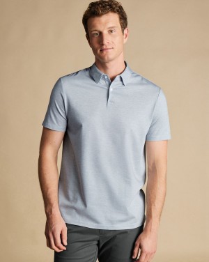 Light Blue Charles Tyrwhitt Tyrwhitt Cool Textured Polo | QDSZOE-729