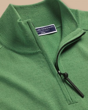 Light Green Charles Tyrwhitt Performance Merino Quarter Zip Sweater | KZHUBA-870