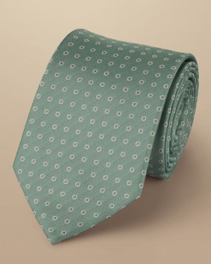 Light Green Charles Tyrwhitt Spot Pattern Silk Tie | ULFMIQ-729