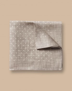 Light Grey Charles Tyrwhitt Spot Print Linen Silk Pocket Square | VQSMWJ-613