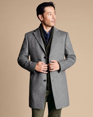 Light Grey Charles Tyrwhitt Wool Overcoat | CLTOKX-017