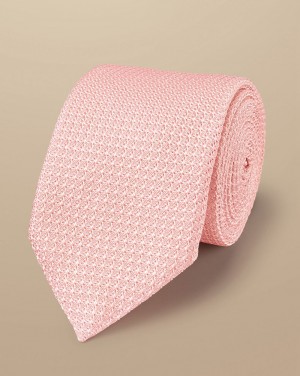 Light Pink Charles Tyrwhitt Silk Grenadine Italian Tie | CWALUE-498