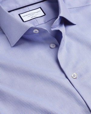 Lilac Purple Charles Tyrwhitt Non-Iron Stretch Texture Square Shirt | CNWVIO-715