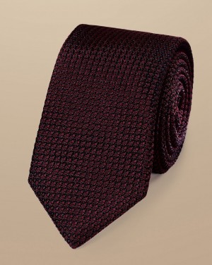 Maroon Red Charles Tyrwhitt Silk Grenadine Italian Tie | UQNJXH-841